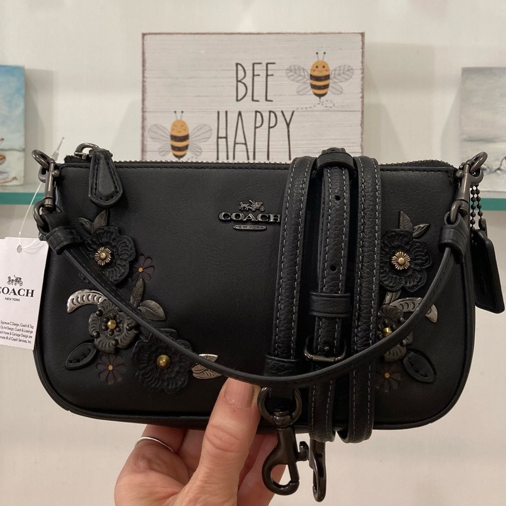 Coach Tea Rose Crossbody Glovetanned Leather  Bag Wristlet